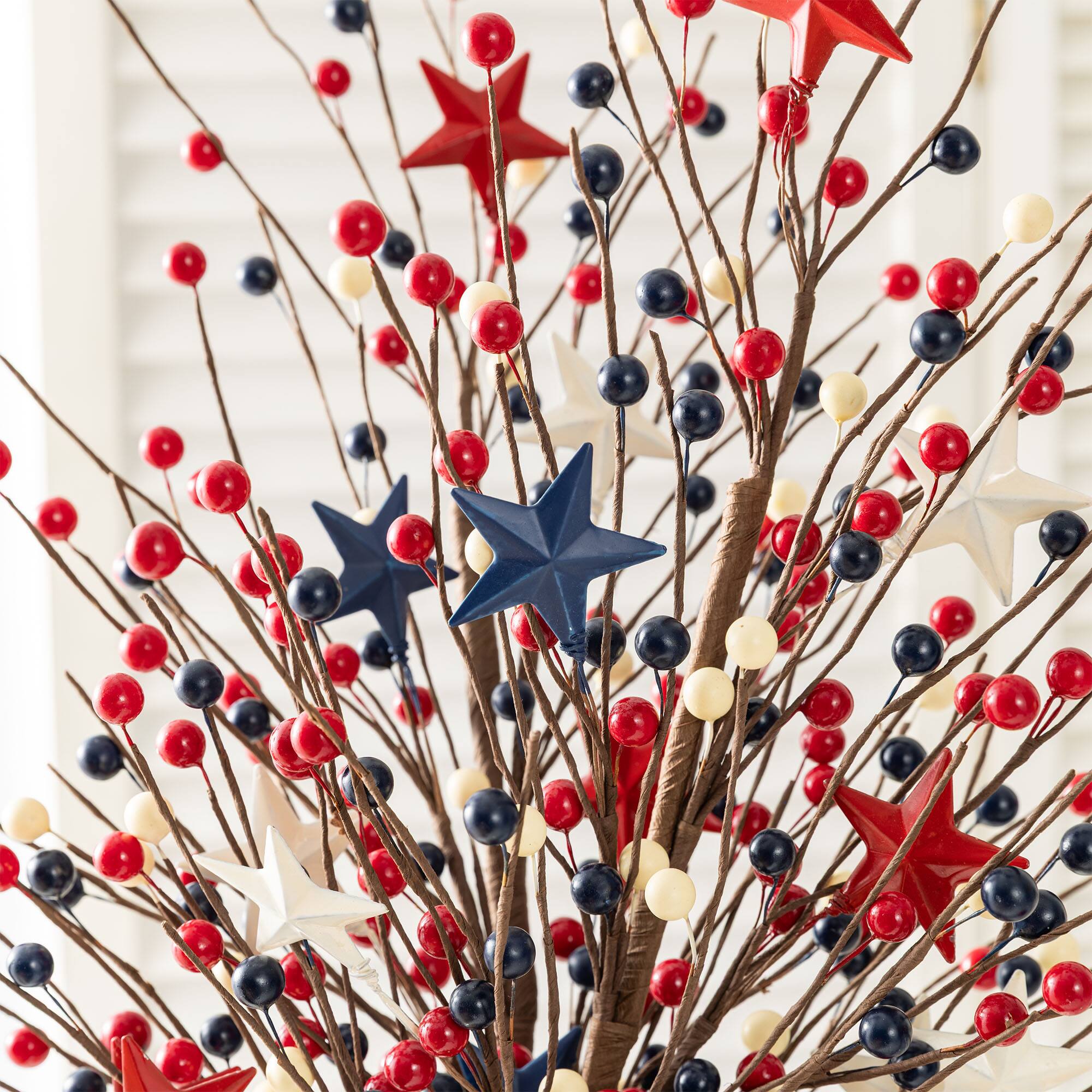 Glitzhome® 28" Set of 2 Patriotic Americana Stars and Berry Garden Picks